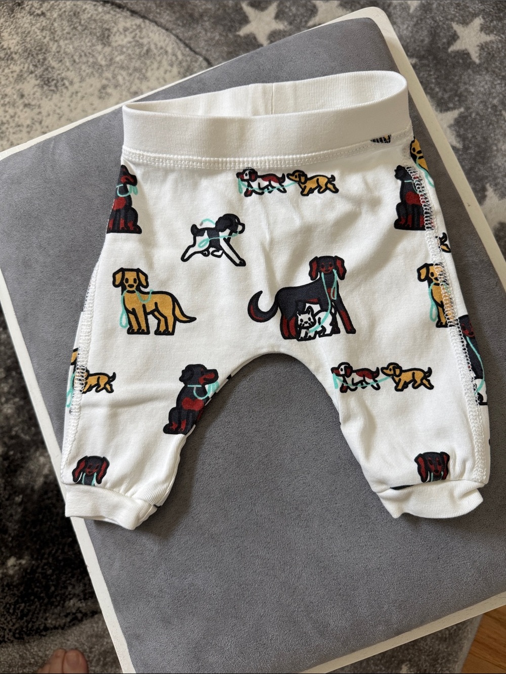 Baby Dog-Print White Casual Bottoms